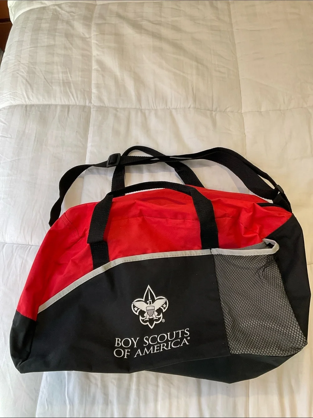 Red and Black Boy Scouts of America Duffel Bag